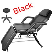 Black Multifunction Massage Table Split Legs Facial Bed Salon Tattoo Chair
