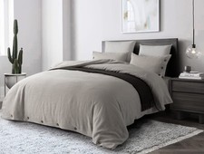 meadow park Stone Washed Linen Queen Duvet Cover 3-pc Set, Oeko-Tex Certified...