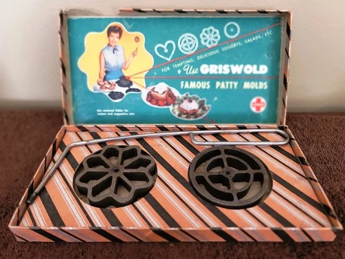 Vintage Griswold Famous Patty Molds in original box cast Iron 1950's