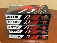 Lot of 5 TDK High Output D 60 New/Sealed BLANK Audio Cassette Tapes IECI/Type I