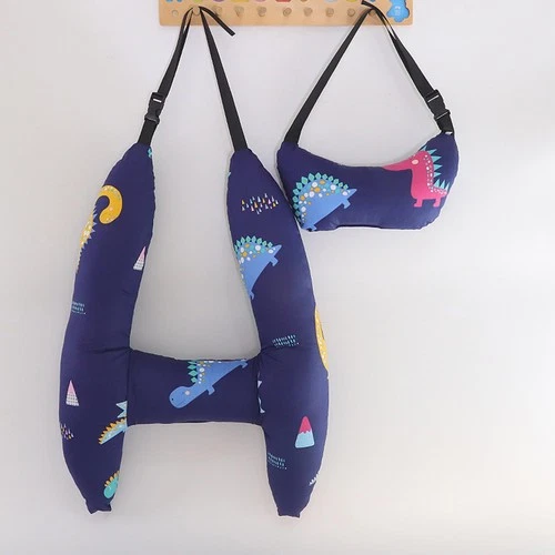 Children’s H-Shaped Car Travel Pillow Neck Support Adjustable Strap Soft