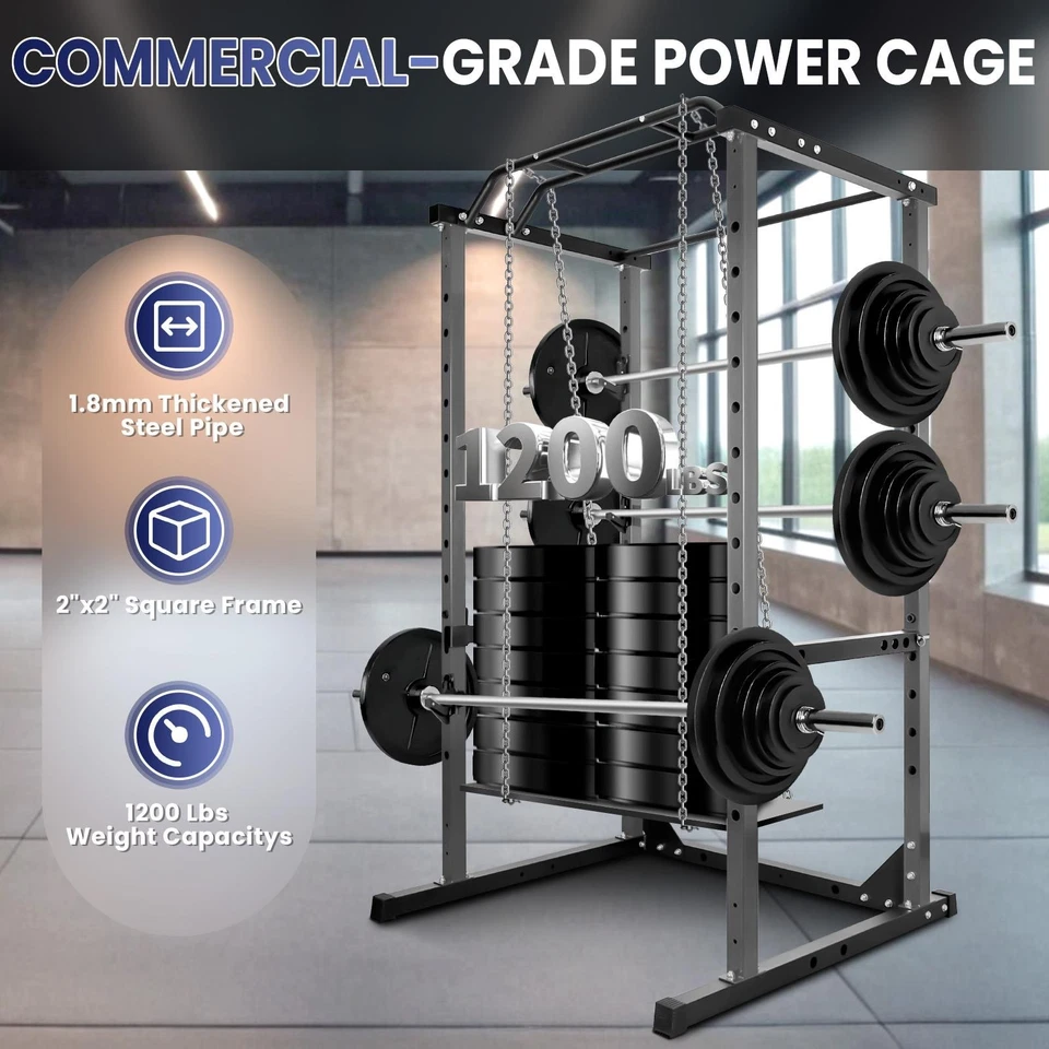 Power Cage 1200 libras ajustable Power Rack estante para sentadillas para gimnasio en casa fitness negro Foto 4 de 4