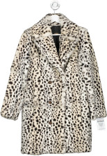 Maje Beige Black & White Rabbit Fur Animal Print Coat Uk Xs