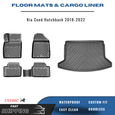 Car Floor Mats & Trunk Cargo Liner for Kia Ceed 2018-2022 Hatchback 3D FULL Set