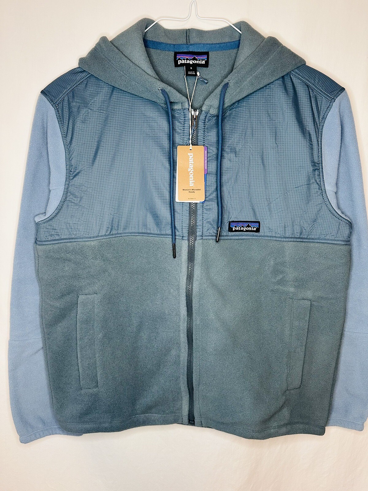 $149 Chaqueta con Capucha Patagonia Microdini MUJER PEQUEÑA Azul Gris Exterior Nueva
