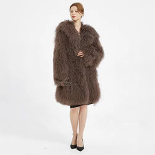 Mongolian Lamb Fur Coat In Chocolate