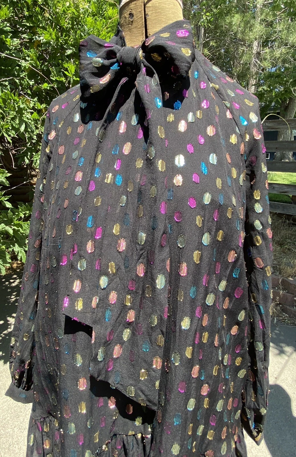 Abito Kate Spade Discoteca Medio Metallizzato Multicolore Pois Leggero e Fluido