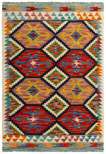 Afghan Kilim | 120 x 84 cm 100% Wool Handmade Kelim Multicolor-