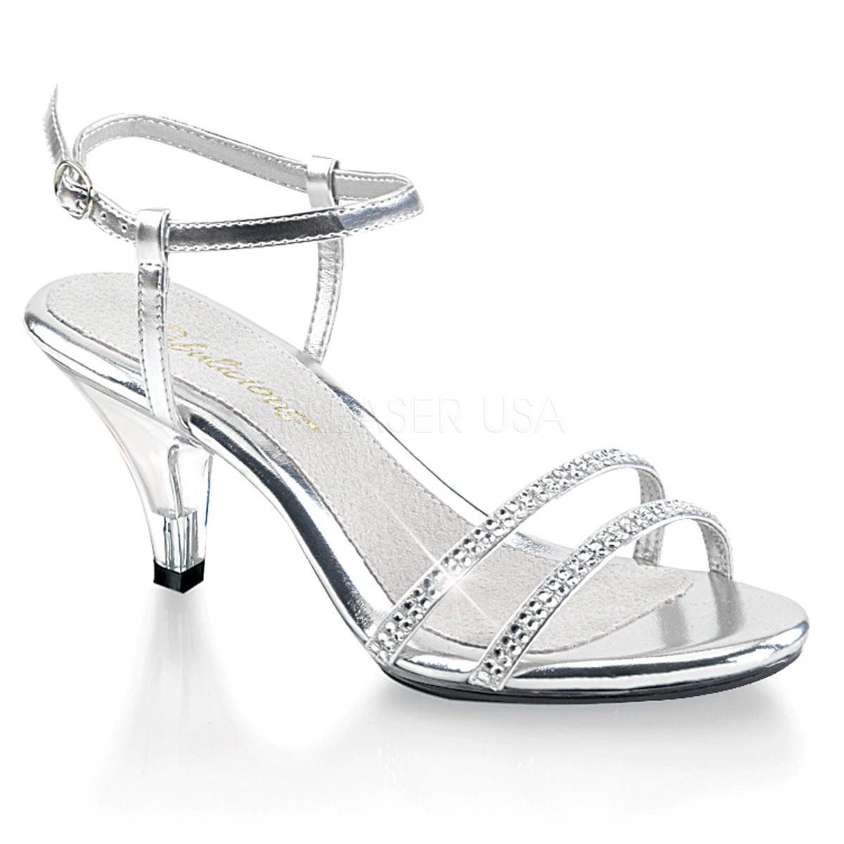 Buy MissHeel Lace Up Rhinestone High Heel Sandals Silver, Silver, 6 at  Amazon.in