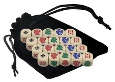  20 16mm Poker Dice Ivory Tone Rounded Corners with Storage Pouch Free Shipping