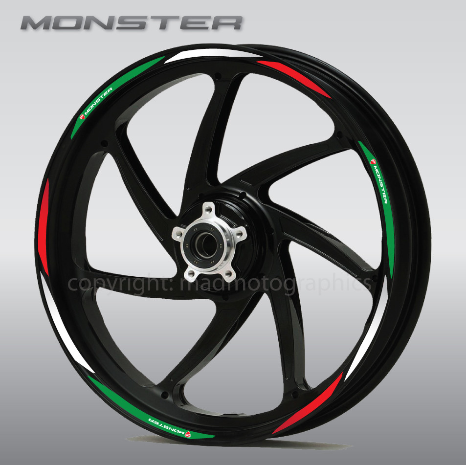 Ducati Monster 821 1200 motorcycle wheel stickers decals rim