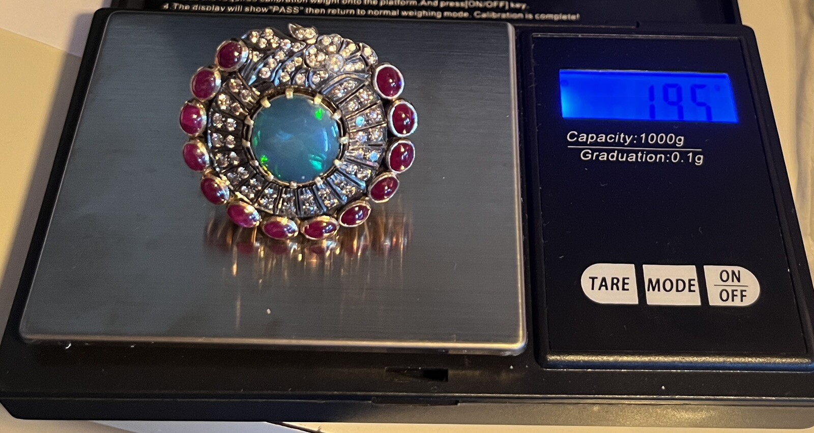 Opal Ruby Diamond Huge Shield Ring 14K Solid Gold… - image 16