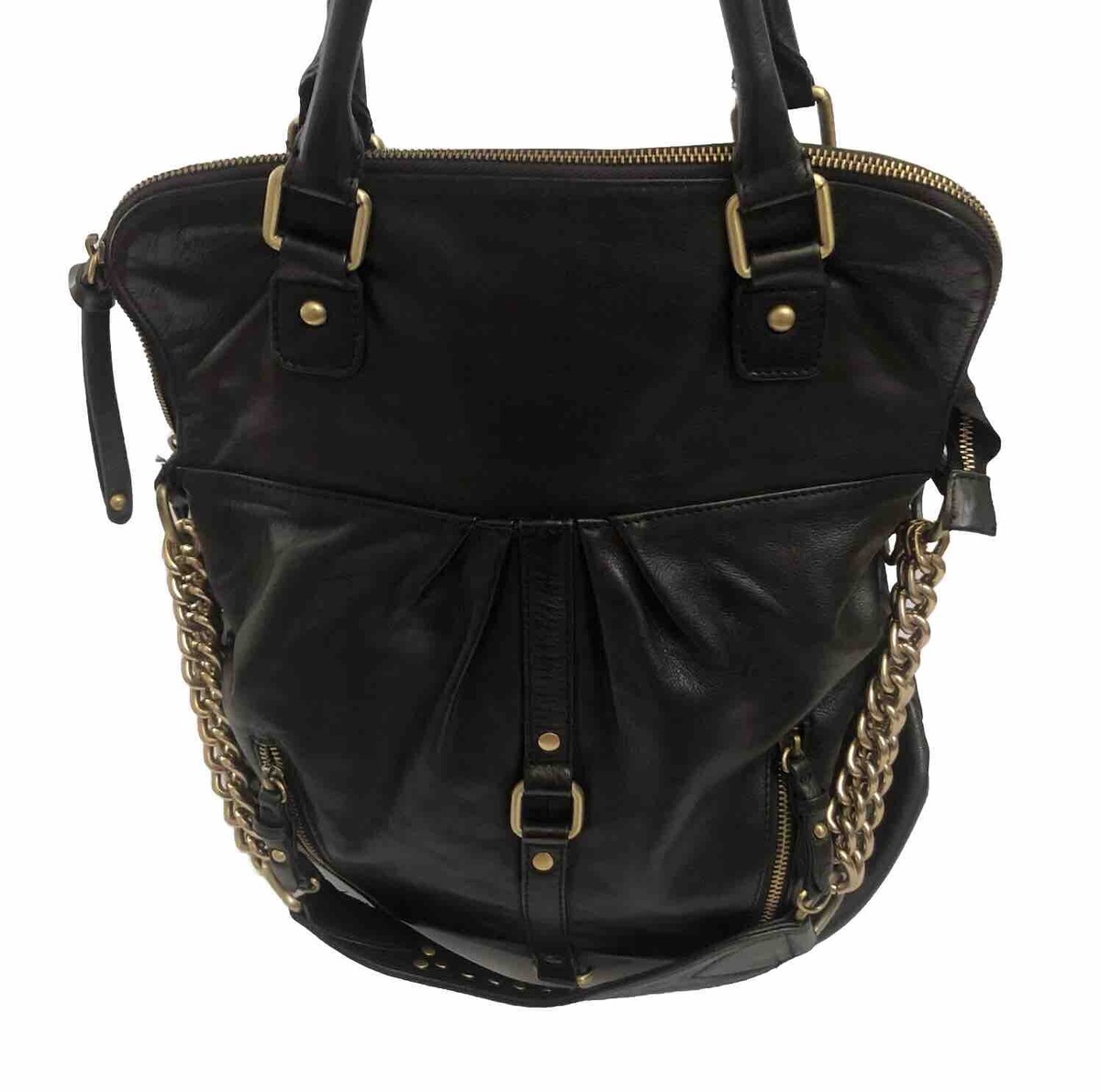 SSy　バッグ無し Sabina New York Handbag Genuine Leather Black Shoulder Bag Large