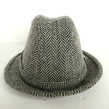 Dorfman Pacific Scala Hat Men's Medium Wool Blend Herringbone Fedora Grey