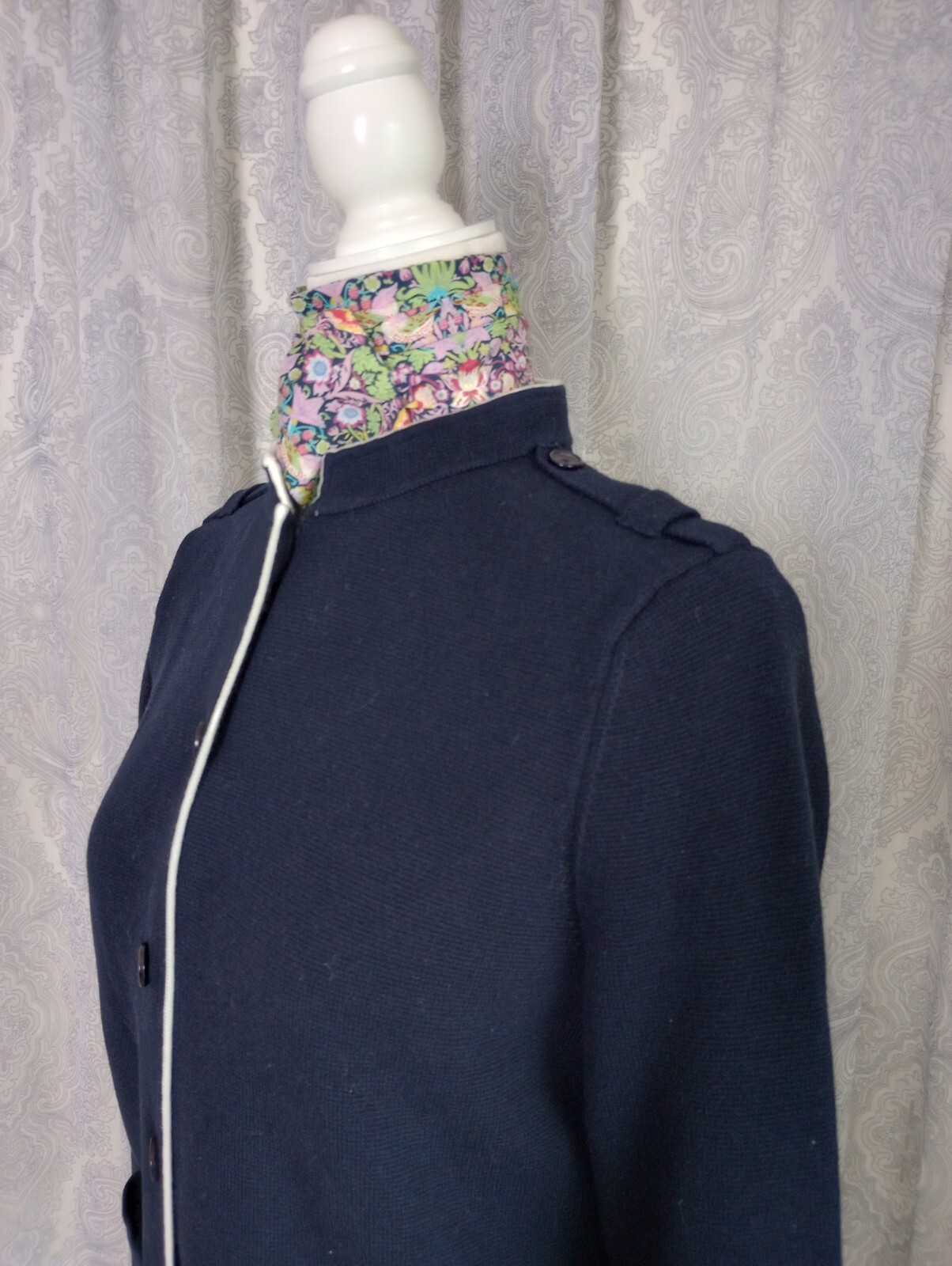 Talbots Military Inspired Navy Blue Sweater Jacket Size Medium Epaulettes Sharp eBay