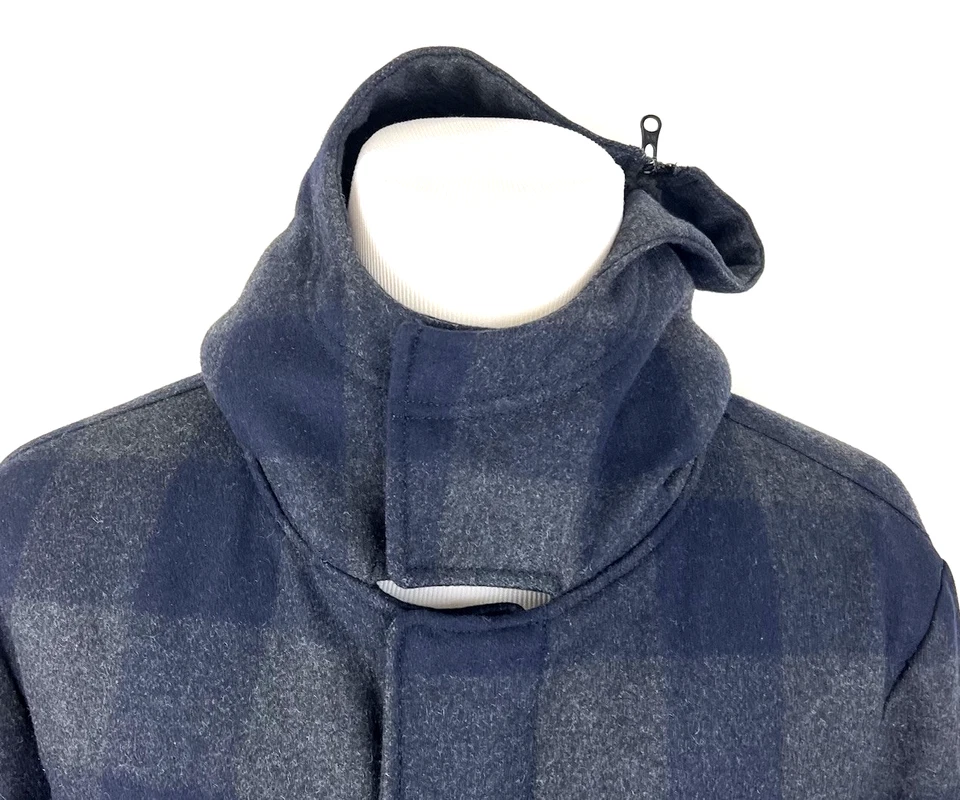 VINCE Checked Faux Shearling Trim Duffle Mens Coat Jacket Wool Blend Size M $895 - Image 3 of 4