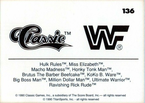 Miss Elizabeth Logo-Karte #136 1990 klassische WWF Wrestling-Karte - Bild 2 von 2
