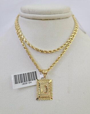 10k Gold Initial O Charm Rope Chain 16