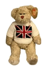 Ty The Attic Treasures Jack Bear 12” Brown Vintage Knit Union Jack Sweater  NWT
