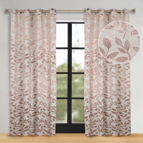 Modern Bohemian Leaves 70" Wide Room Darkening Blackout Curtains, Set of 2 - Picture 32 of 158