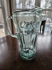 Vintage Green Large 64 oz Coca Cola Glass Pitcher Coke Fluted Ice Spout Heavy