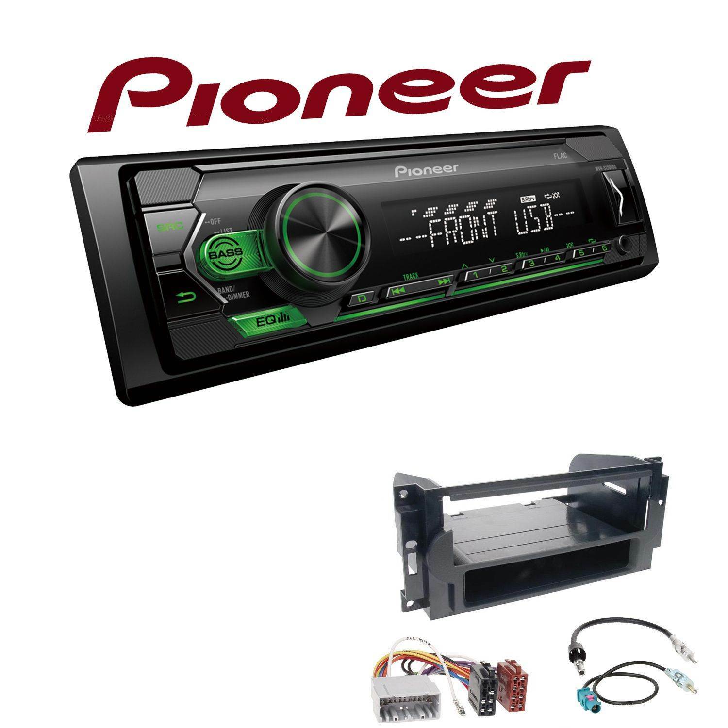 Pioneer Autoradio Android USB AUX mit Einbauset für Jeep Compass 2006-2010
