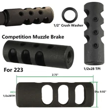 Steel Competition Low Concussion 1/2x28  TPI Muzzle Brake Compensator For .223