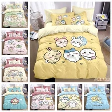 Cartoon Cute Chiikawa Usagi Cotton Bedding Sheet Set Quilt Cover Pillowcase 4Pcs