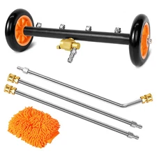 Undercarriage Pressure Car Washer Attachment 2-in-1 Cleaner Water Broom 4 Nozzle