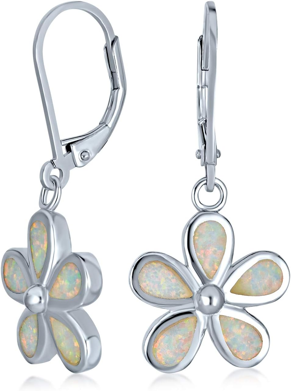 White Created Opal Plumeria Flower Pendant Necklace Bracelet Anklet Set