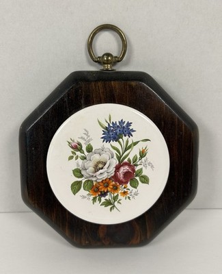 VTG Wood And Ceramic Tile Floral Wall Art Kitchen MCM Gorgeous!