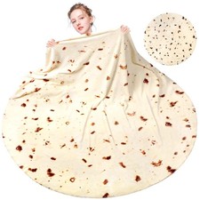 Tortilla Blanket, 71 in Double Sided Giant Round Funny Blanket for Adults, Te...