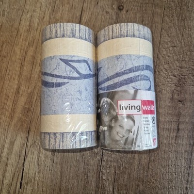 Tapetenbordüre Wandbordüre Blau Creme Muster 2 Rollen neu Tapete A.S. Creation 