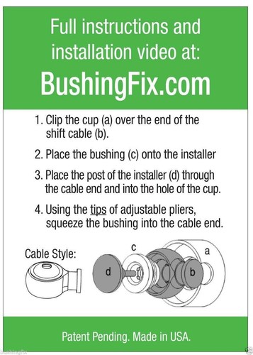 BushingFix UP1Kit Transmission Shift Cable Bushing Repair Kit, Shifter Cable ... - Picture 8 of 9