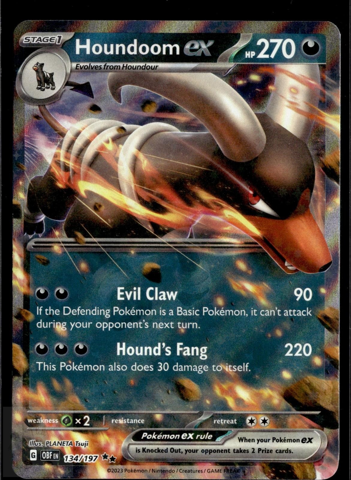 Houndoom ex 134/197 Double Rare Obsidian Flames Pokemon Holo NM/M