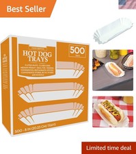 500 Paper Hot Dog Trays White Hot Dog Wrappers 8 Inch Hotdog Tray Holders...