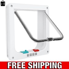 Easy Install Cat Door with 4 Lock Modes - Fits Windows  Thin Walls 7.7x7.5in