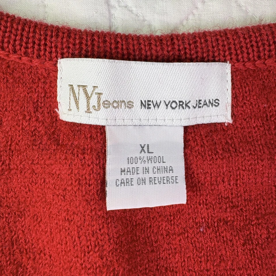 NY Jeans New York Jeans Chaleco Mujer XL Rojo 100% Lana Cremallera Bolsillos Frontales Foto 2 de 4
