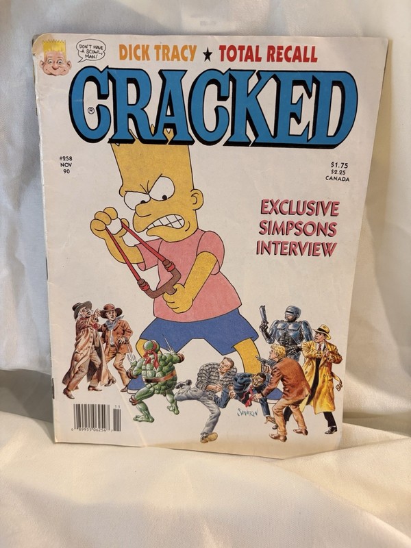 Cracked Magazine Issue 258 November 1990 Illustrated Simpsons Dick Tracy RoboCop