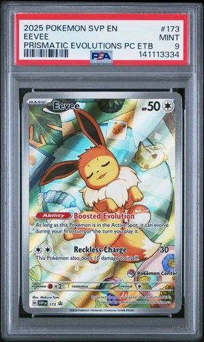 2025 POKEMON SVP PRISMATIC EVOLUTIONS POKEMON CENTER ETB #173 EEVEE PSA 9