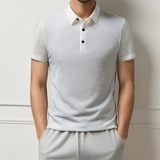Mens Polo Shirt Short Sleeve Golf Casual Business Slim Fit Summer Polyester NEW