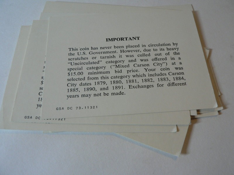 Carson city GSA silver dollar certificate only 9 pcs.