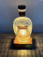 Four Roses Lighted Bourbon Bottle with Wooden Base