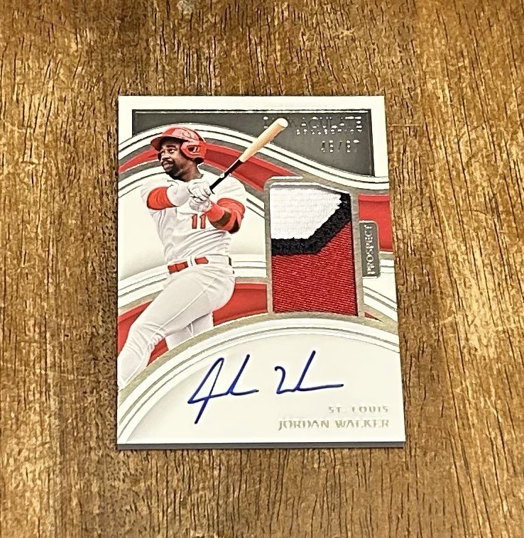 Jordan Walker Holo Silver Signed 3 Color Number Rookie Patch Card! # 46/ 67