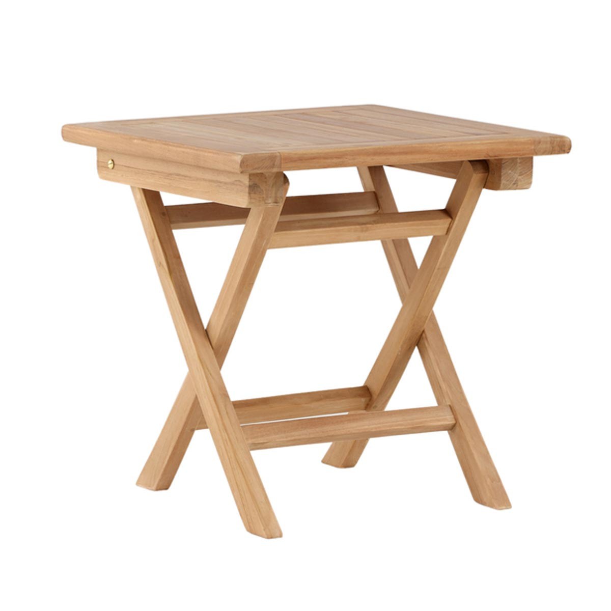 Table de jardin en teck exotique Kenya 50cm guéridon bois rond meuble terrasse
