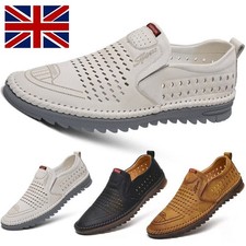 🔥2025 Men's Leather Slip On Loafers Casual Driving Boat Deck Moccasin Shoes UK