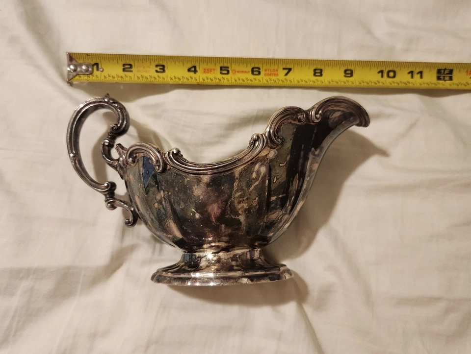 Barco de molho vintage vitoriano banhado a prata - Imagem 2 de 4