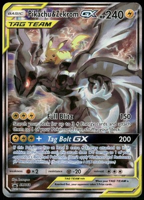 LP] Pikachu & Zekrom GX SM168 Sun & Moon Black Star Promo Full Art