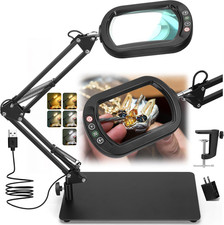 10X Rectangle Magnifying Glass with Light and Stand, 5 Color Modes Stepless Dimm
