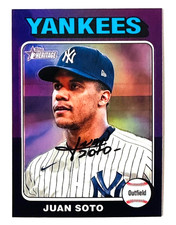 2024 Topps Heritage Juan Soto PURPLE Refractor Card #143 NY Yankees!